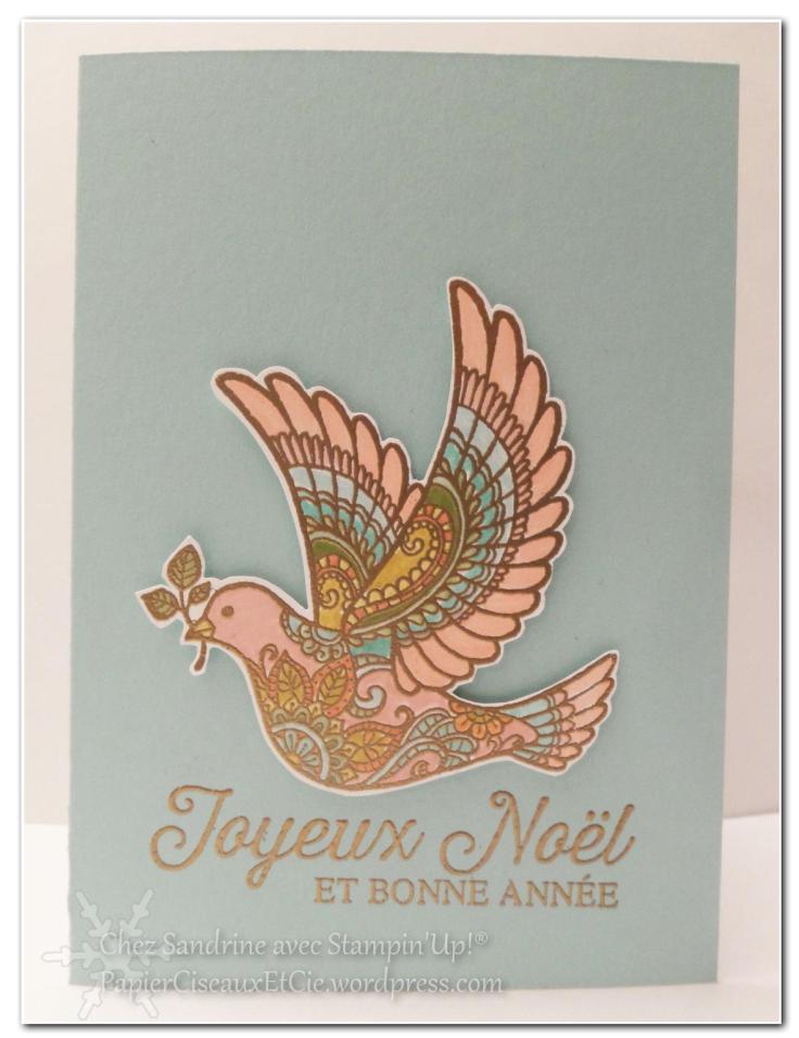 sandrine papierciseauxetcie dove of peace carte de noel christmas card stampin up